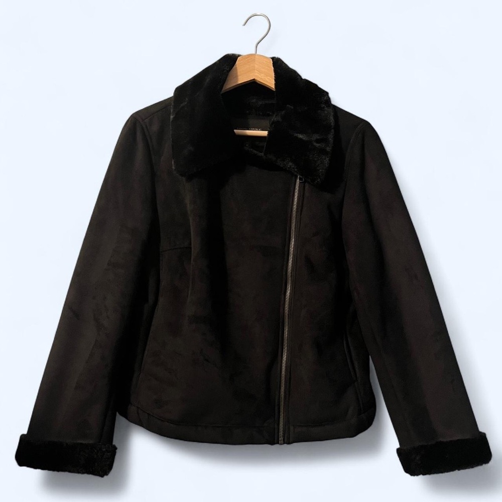 Banana Republic Black Faux Fur Collar Jacket